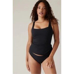 New! Athleta Black Rib Square Neck Bra Cup Tankini Top Size 32B/C 51090